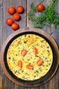 Vegetable omelette in frying pan Royalty Free Stock Photo