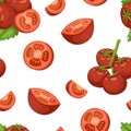 Vegetable organic food ripe sliced tomato seamless pattern and red vegetarian fresh ingredien design natural plant