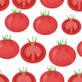 Vegetable organic food ripe sliced tomato seamless pattern vector illustration. seamless pattern with tomato