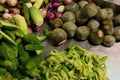 Vegetable, Pile many boiled vegetables in the night market Thailand Royalty Free Stock Photo