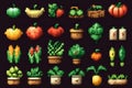 vegetable pixel art various game desain