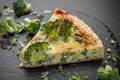 Vegetable quiche with broccoli and cheese