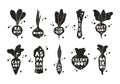 Vegetable and root crops, grunge stickers set