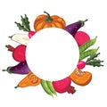 vegetable round frame for signage. Vector illustration