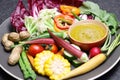 Vegetable salad and bagna cauda