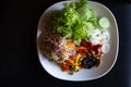 Vegetable salad in a bowl on the table Cuisine home top view