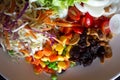 Vegetable salad in a bowl on the table Cuisine home top view