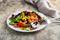 Vegetable salad with edible flowers Royalty Free Stock Photo