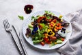 Vegetable salad with edible flowers Royalty Free Stock Photo