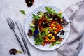 Vegetable salad with edible flowers Royalty Free Stock Photo