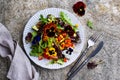 Vegetable salad with edible flowers Royalty Free Stock Photo