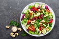 Vegetable salad. Fresh salad with vegetables and nuts. Vegetable salad on plate Royalty Free Stock Photo