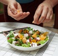 Vegetable salad with fruits and goat cheese Royalty Free Stock Photo