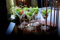 Vegetable salad in a glass of wine cocktail menu at a party