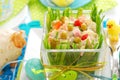 Vegetable salad with ham and mayonnaise for easter Royalty Free Stock Photo