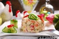 Vegetable salad with mayonnaise for easter Royalty Free Stock Photo