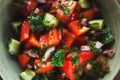 Vegetable salad with pepper, tomato and cucumber Royalty Free Stock Photo
