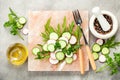 Vegetable salad on pink salt block Royalty Free Stock Photo