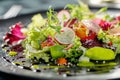 Vegetable salad in a restaurant. Healthy food concept. Selective focus