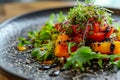 Vegetable salad in a restaurant. Healthy food concept. Selective focus