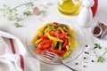 Vegetable salad: roasted bell pepper with garlic sauce