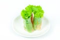 Vegetable salad roll on white background
