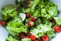 Vegetable salad. Salad, cherry tomatoes, cucumbers with olive oil.