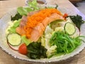 Salmon Salad. Fresh Veggies. Royalty Free Stock Photo