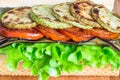 Vegetable sandwich with eggplant and zucchini Royalty Free Stock Photo