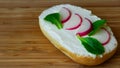 Vegetable sandwich on wooden board