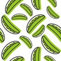 Vegetable seamless pattern, green pea pod outline for wallpaper Royalty Free Stock Photo