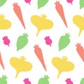 Cute vegan healthy food texture. Vegetable seamless pattern. Summer garden ornament.