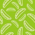 Vegetable seamless pattern, green pea pod outline for wallpaper Royalty Free Stock Photo