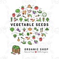 Vegetable seeds banner Organic shop Natural product card Vegetarian food