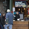 Vegetable seller in the famous Borough Market in London Royalty Free Stock Photo