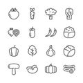 Vegetable simple outline icon set.Vector illustration