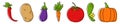 Vegetable sketch. Chilli pepper, potato, eggplant, carrot and tomato. Fresh cucumber with green leaves and pumpkin. Vector Royalty Free Stock Photo