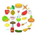 Vegetable snack icons set, cartoon style Royalty Free Stock Photo