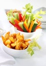 Vegetable snack and wedges with dip