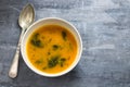 Vegetable soup in bowl on ceramic background Royalty Free Stock Photo