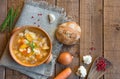 Vegetable soup with bread Royalty Free Stock Photo