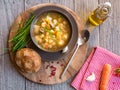 Vegetable soup with bread Royalty Free Stock Photo