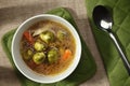 Vegetable soup with brussels sprout Royalty Free Stock Photo