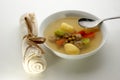 Vegetable soup with carrot and meat balls Royalty Free Stock Photo