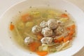 Vegetable soup with chicken meatballs Royalty Free Stock Photo