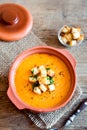 Vegetable soup with croutons