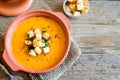 Vegetable soup with croutons Royalty Free Stock Photo