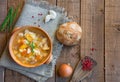 Vegetable soup with bread Royalty Free Stock Photo