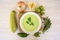 Vegetable soup with ingredients carrot cauliflower potato parsley pepper