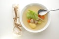 Vegetable soup with organic carrot and meat balls Royalty Free Stock Photo